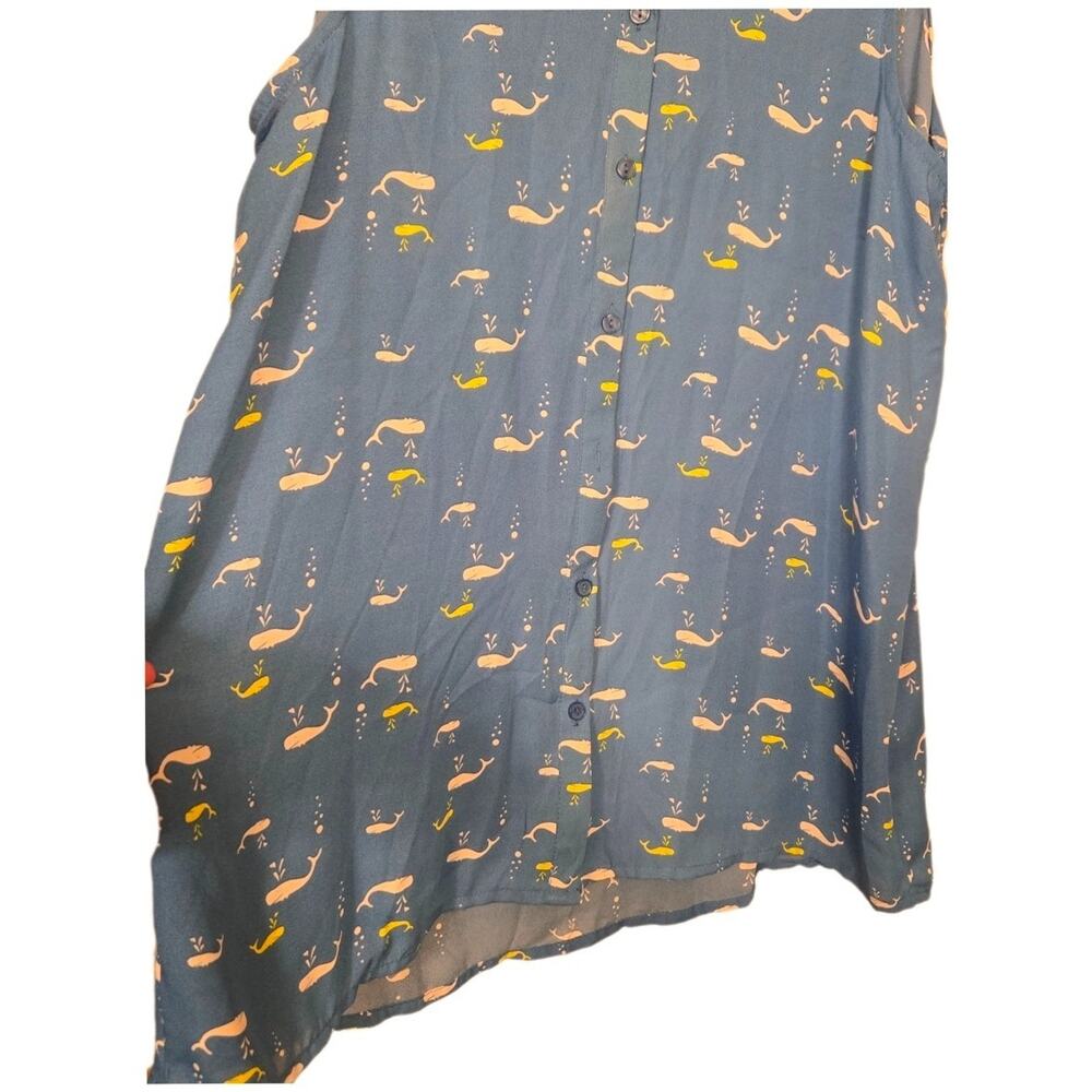 NWT Rue 21 Blue Collared Whale Print Sleeveless Button Up Tank - Women's Size XL - Picture 7 of 11